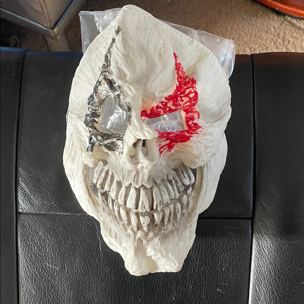 White Skull Mask with Red and Black Accents